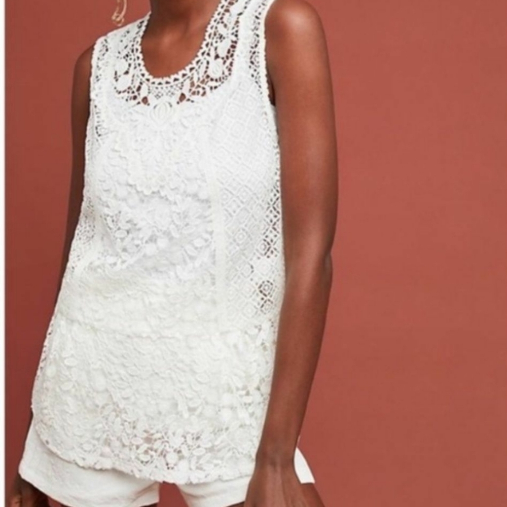 Tiny for Anthro Gardenia Front Lace Top size small
